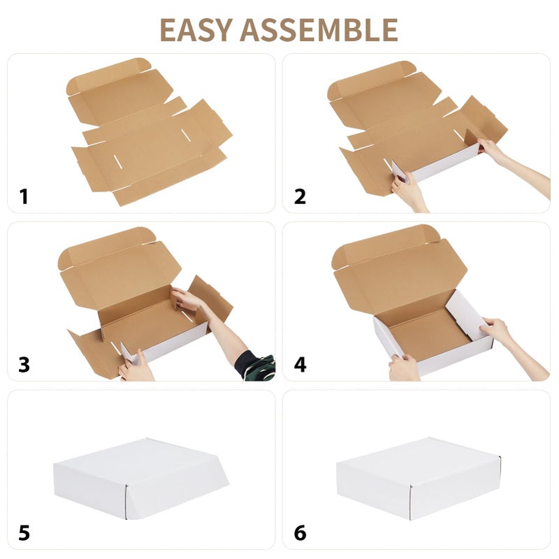 RLAVBL 9x6.5x2 Inches Shipping Boxes Set of 30, White Small Corrugated Cardboard Box, Mailer Boxes for Packing Small Business - Image 5